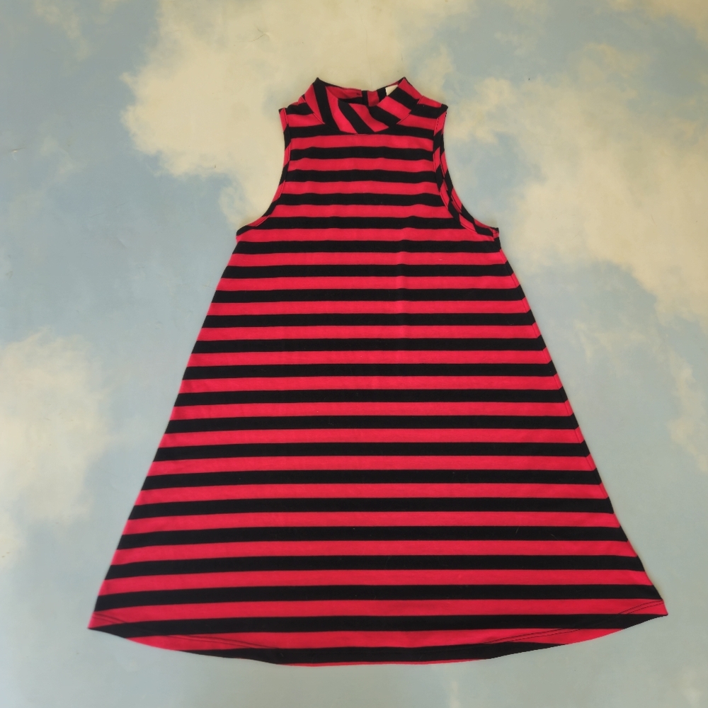 Striped Sleeveless Unique Punk Dress Pink & Black Stripe Dress Oldschool
